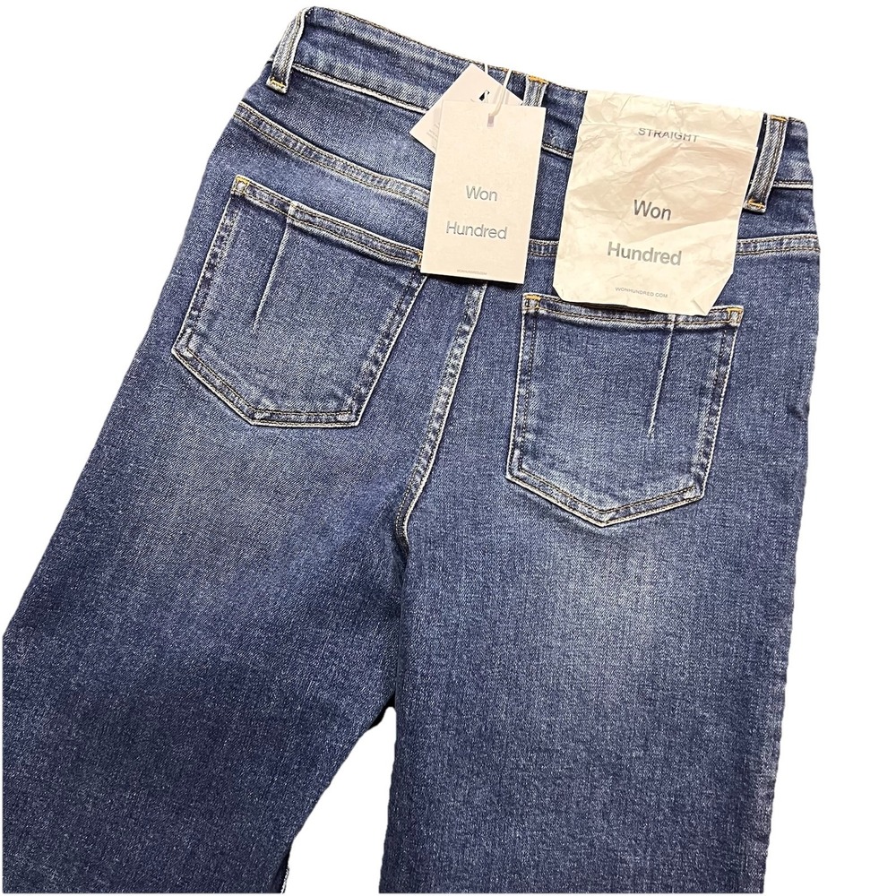Won Hundred Lounge Blue 4 Jeans Light Wash Straight Leg Made in Italy 27x32 New